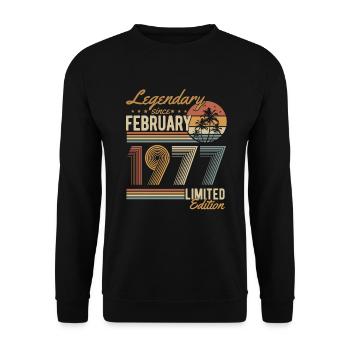 Février 1977 Born Birthday Retro - Sweat-shirt Unisexe - noir - Devant - Alina (178cm) & Michal (187cm)