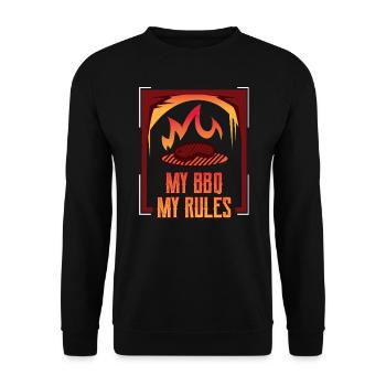 Grill BBQ My BBQ Regeln BBQ Lover - Unisex Pullover - Schwarz - Vorne - Alina (178cm) & Michal (187cm)