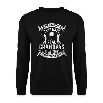 Echte Opas spielen Golf Opa Golfer Geschenk - Unisex Pullover - Schwarz - Vorne - Alina (178cm) & Michal (187cm)