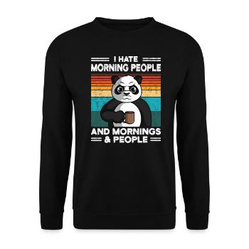 Panda Bear I Hate Morning People Funny Gift - Unisex Sweatshirt - black - Front - Alina (178cm) & Michal (187cm)