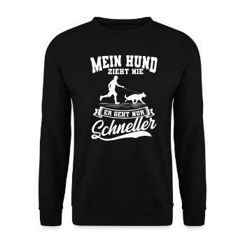 Mein Hund zieht nie - Unisex Pullover - Schwarz - Vorne - Alina (178cm) & Michal (187cm)