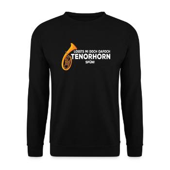 Tenorhorn lustiger Spruch Sprüche Musiker Geschenk - Unisex Pullover - Schwarz - Vorne - Alina (178cm) & Michal (187cm)