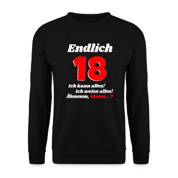 Besonderes Geschenk 18 Geburtstag Tochter - Unisex Pullover - Schwarz - Vorne - Alina (178cm) & Michal (187cm)