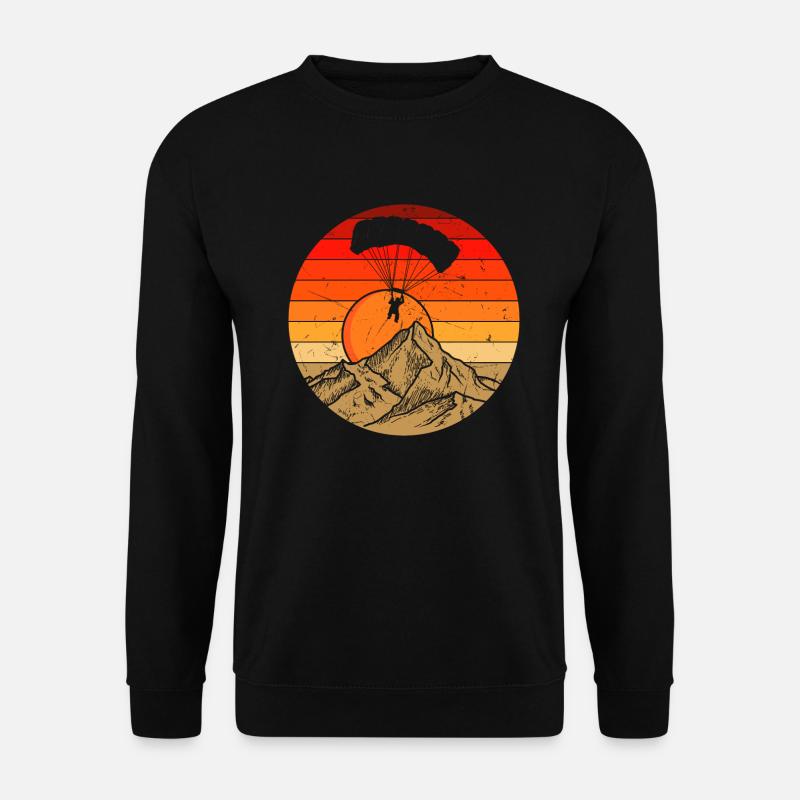 Retro Paragleiter Paragleiten Paragliding Berg - Unisex Pullover - Schwarz