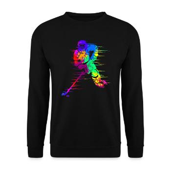 Joueur de hockey sur glace coloré - Sweat-shirt Unisexe - noir - Devant - Alina (178cm) & Michal (187cm)