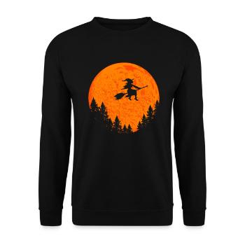 Halloween witch on witch broom - Unisex Sweatshirt - black - Front - Alina (178cm) & Michal (187cm)