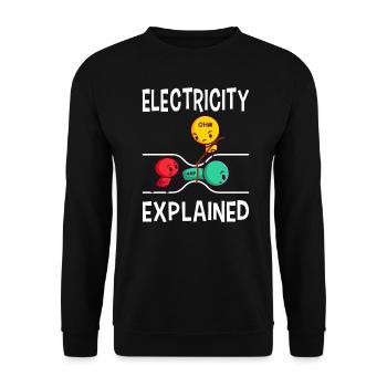 Electrician Electrician Electronics Technician Gift - Unisex Sweatshirt - black - Front - Alina (178cm) & Michal (187cm)