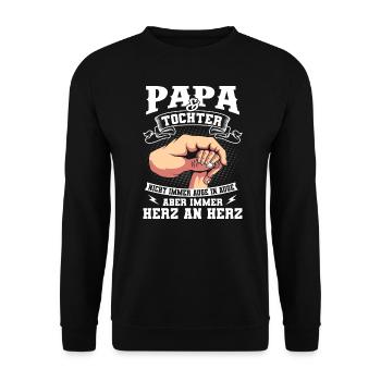 Papa und Tochter - Unisex Pullover - Schwarz - Vorne - Alina (178cm) & Michal (187cm)