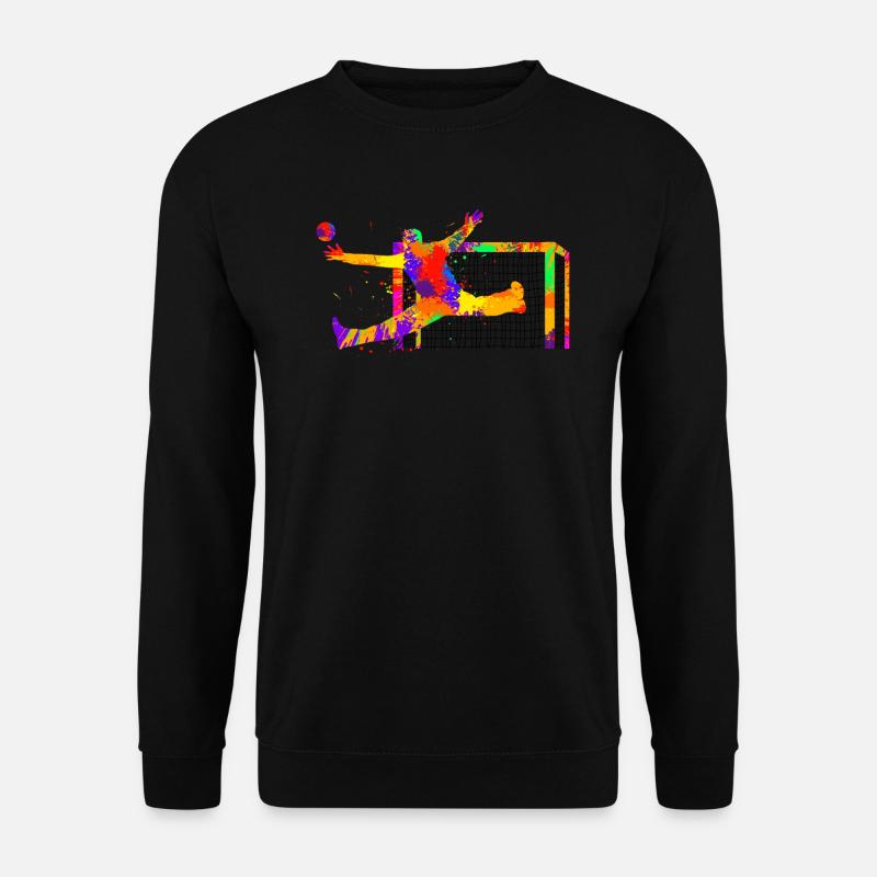 Aquarell-Splash Handball-Torwart Geschenkidee - Unisex Pullover - Schwarz