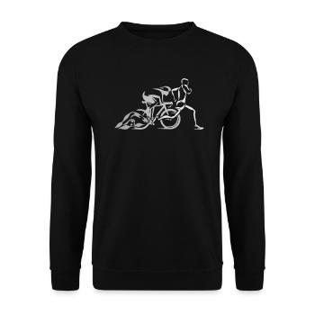 Schwimmen Radfahren Laufen Triathlon Triathlet - Unisex Pullover - Schwarz - Vorne - Alina (178cm) & Michal (187cm)