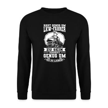 Big Rig Trucker Driving Job LKW-Fahrer Trucking - Unisex Pullover - Schwarz - Vorne - Alina (178cm) & Michal (187cm)