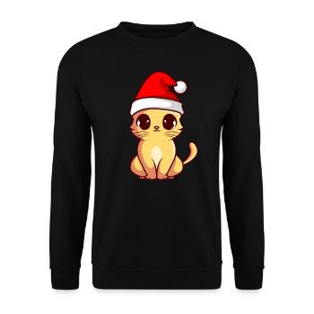 Christmas cat cats christmas cute cat - Unisex Sweatshirt - black - Front - Alina (178cm) & Michal (187cm)