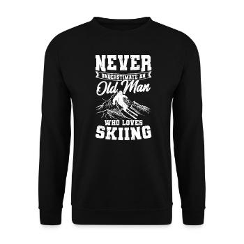 unterschätze niemals Ski Opa Großvater Geschenk - Unisex Pullover - Schwarz - Vorne - Alina (178cm) & Michal (187cm)