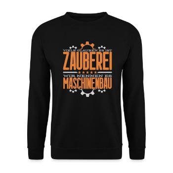 Maschinenbau lustiger Spruch Maschinenbauer - Unisex Pullover - Schwarz - Vorne - Alina (178cm) & Michal (187cm)