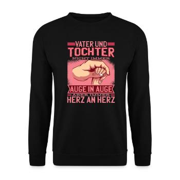 Vater & Tochter Herz an Herz - Unisex Pullover - Schwarz - Vorne - Alina (178cm) & Michal (187cm)