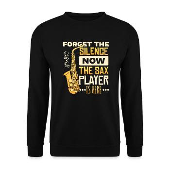 Saxophon Saxophonist Saxophonistin Geschenkidee - Unisex Pullover - Schwarz - Vorne - Alina (178cm) & Michal (187cm)