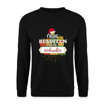 Frohe besoffen ich bin Weihnachten - Unisex Pullover - Schwarz - Vorne - Alina (178cm) & Michal (187cm)