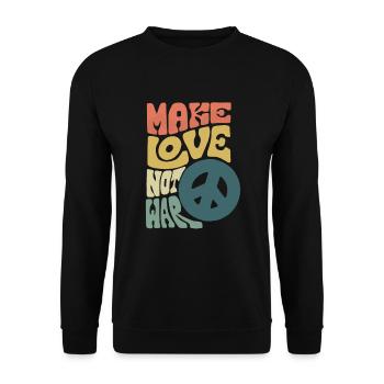 Make love not war. Stop the War Peace Sign - Unisex Sweatshirt - black - Front - Alina (178cm) & Michal (187cm)