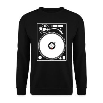 PLATTENSPIELER VINYL DJ TURNTABLE - Unisex Pullover - Schwarz - Vorne - Alina (178cm) & Michal (187cm)