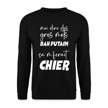 Gros mots humour ça Me Ferait Chier Cadeau Homme - Sweat-shirt Unisexe - noir - Devant - Alina (178cm) & Michal (187cm)