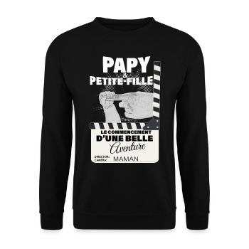 Papy et petite-fille Aventure Cadeau Naissance - Sweat-shirt Unisexe - noir - Devant - Alina (178cm) & Michal (187cm)
