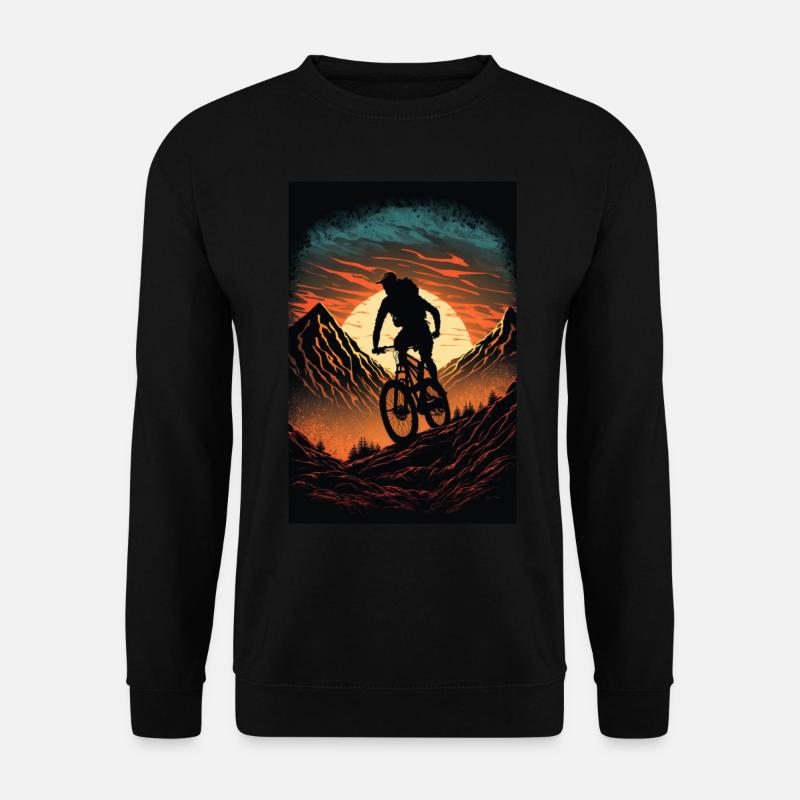 Extremsportler downhill Fahrer im Sonnenuntergang - Unisex Pullover - Schwarz