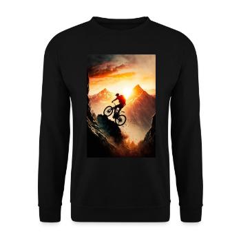 Mountain Sports Mountain Bike Downhill Graphics - Unisex Sweatshirt - black - Front - Alina (178cm) & Michal (187cm)