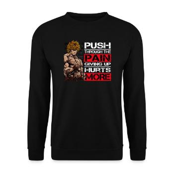 Citations de motivation de combattant - Chemise d’anime - Sweat-shirt Unisexe - noir - Devant - Alina (178cm) & Michal (187cm)