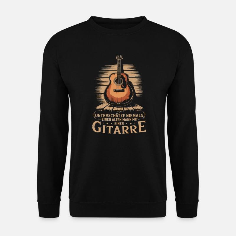 Alter Mann und Gitarre, Gitarrist Gitarren Spieler - Unisex Pullover - Schwarz