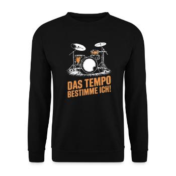Schlagzeug Schlagzeuger Drummer Schlagzeugspieler - Unisex Pullover - Schwarz - Vorne - Alina (178cm) & Michal (187cm)