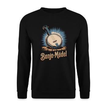 Bluegrass Banjo Spieler Musik Saiteninstrument - Unisex Pullover - Schwarz - Vorne - Alina (178cm) & Michal (187cm)