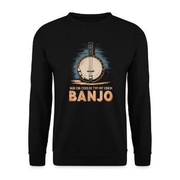 Bluegrass Banjo Spieler Musik Saiteninstrument - Unisex Pullover - Schwarz - Vorne - Alina (178cm) & Michal (187cm)