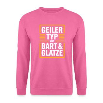 Typ mit Bart und Glatze, Männer Haarausfall Glatze - Unisex Pullover - Pink - Vorne