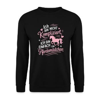 Pferdeliebhaber Reiten Pferde Mädchen Reiterin - Unisex Pullover - Schwarz - Vorne - Alina (178cm) & Michal (187cm)
