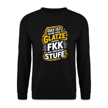 Haarausfall Glatze Frisur, Lustiges Glatzenträger - Unisex Pullover - Schwarz - Vorne - Alina (178cm) & Michal (187cm)