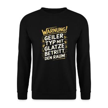 Glatzenträger Haarausfall , Lustiges Glatzen - Unisex Pullover - Schwarz - Vorne - Alina (178cm) & Michal (187cm)