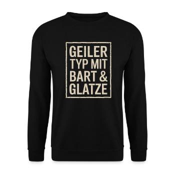 Glatze Frisur Haarausfall, Lustiges Glatzenträger - Unisex Pullover - Schwarz - Vorne - Alina (178cm) & Michal (187cm)