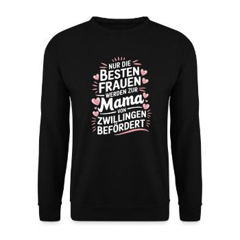 Zwillingsmama Zwillings Mutter, Mama von Zwillinge - Unisex Pullover - Schwarz - Vorne - Alina (178cm) & Michal (187cm)