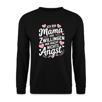 Zwillingsmama Zwillings Mutter Mama von Zwillingen - Unisex Pullover - Schwarz - Vorne - Alina (178cm) & Michal (187cm)