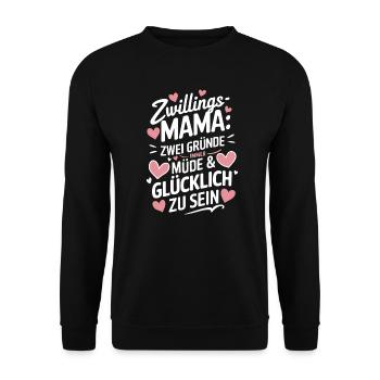 Zwillingsmama Zwillings Mutter, Mama von Zwillinge - Unisex Pullover - Schwarz - Vorne - Alina (178cm) & Michal (187cm)