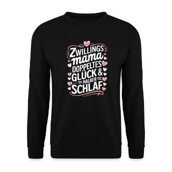 Zwillingsmutter Twin Mom Mama von Zwillingen - Unisex Pullover - Schwarz - Vorne - Alina (178cm) & Michal (187cm)