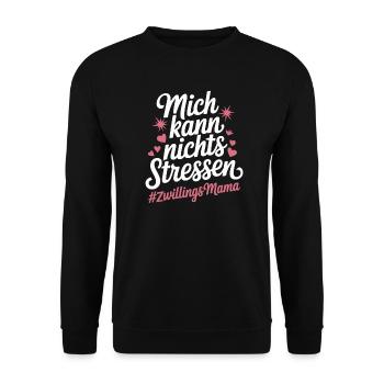 Zwillingsmama Mama von Zwillingen Zwillings Mutter - Unisex Pullover - Schwarz - Vorne - Alina (178cm) & Michal (187cm)