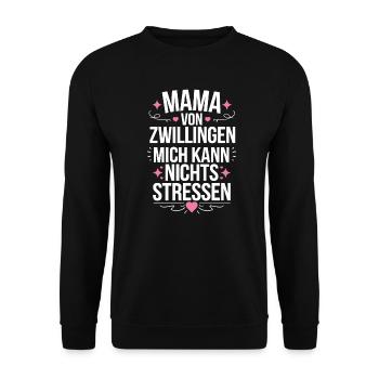 Zwillingsmama Mama von Zwillingen Zwillings Mutter - Unisex Pullover - Schwarz - Vorne - Alina (178cm) & Michal (187cm)