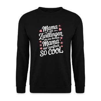 Zwillingsmama Zwillings Mutter Mama von Zwillingen - Unisex Pullover - Schwarz - Vorne - Alina (178cm) & Michal (187cm)