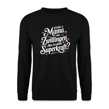 Zwillingsmama Zwillings Mutter, Mama von Zwillinge - Unisex Pullover - Schwarz - Vorne - Alina (178cm) & Michal (187cm)