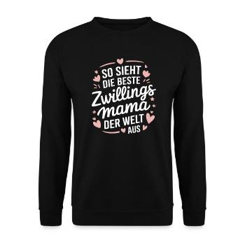 Zwillingsmama - Unisex Pullover - Schwarz - Vorne - Alina (178cm) & Michal (187cm)