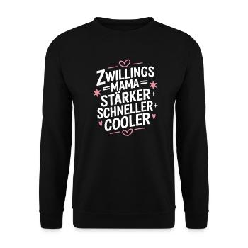 Zwillings Mutter Zwillingsmama Zwillinge Mama - Unisex Pullover - Schwarz - Vorne - Alina (178cm) & Michal (187cm)
