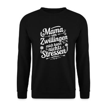 Zwillingsmama Mama von Zwillingen Zwillings Mutter - Unisex Pullover - Schwarz - Vorne - Alina (178cm) & Michal (187cm)