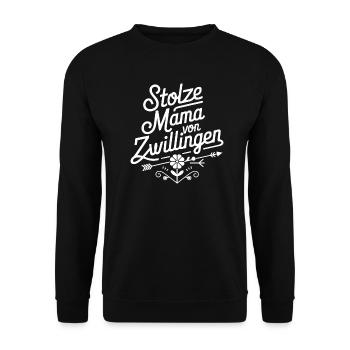 Zwillingsmama Zwillings Mutter Mama von Zwillingen - Unisex Pullover - Schwarz - Vorne - Alina (178cm) & Michal (187cm)