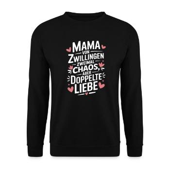 Mama von Zwillingen Zwillings Mutter Zwillingsmama - Unisex Pullover - Schwarz - Vorne - Alina (178cm) & Michal (187cm)